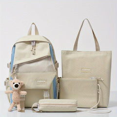 4pcs Student School Travel Backpack Tote Bag Set