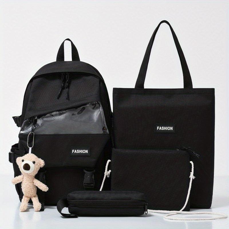 4pcs Student School Travel Backpack Tote Bag Set
