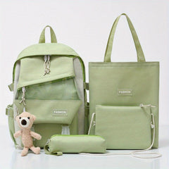 4pcs Student School Travel Backpack Tote Bag Set