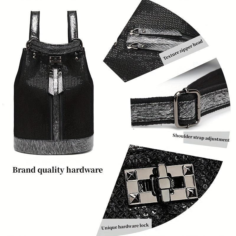 Casual Leather Backpack With Lock Large Capacity Travel Backpack