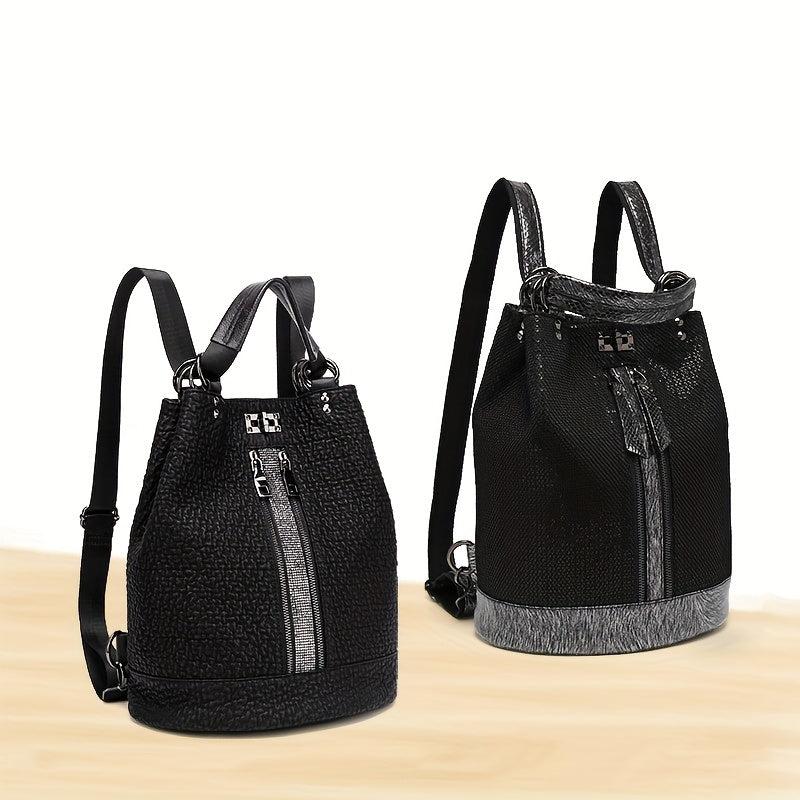 Casual Leather Backpack With Lock Large Capacity Travel Backpack