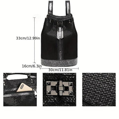 Casual Leather Backpack With Lock Large Capacity Travel Backpack