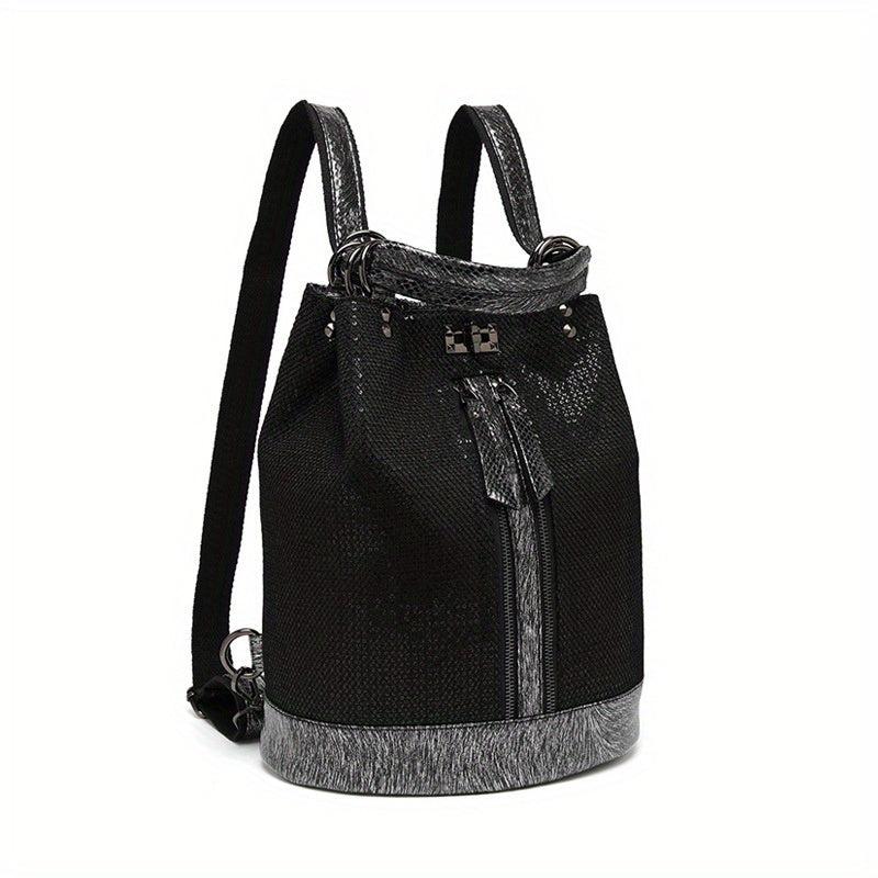 Casual Leather Backpack With Lock Large Capacity Travel Backpack