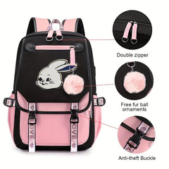 Casual Cartoon Rabbit Backpack Laptop Bag Lightweight Backpack