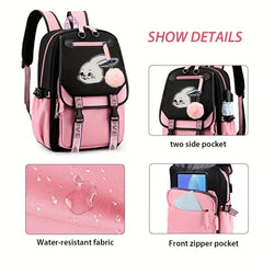 Casual Cartoon Rabbit Backpack Laptop Bag Lightweight Backpack