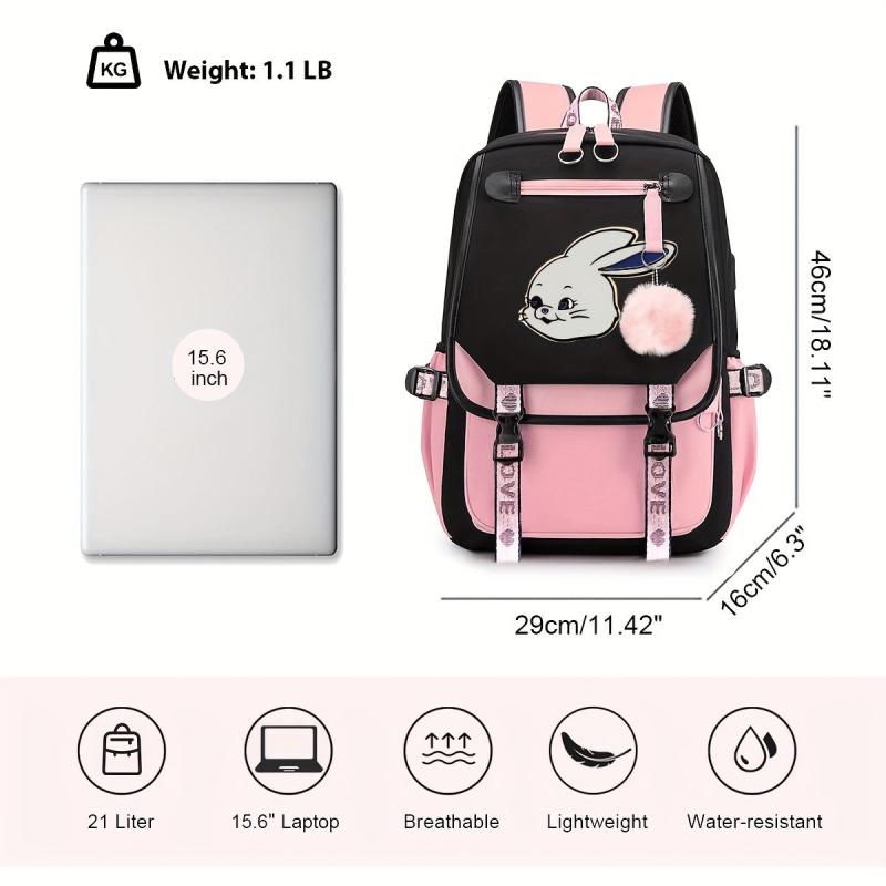 Casual Cartoon Rabbit Backpack Laptop Bag Lightweight Backpack