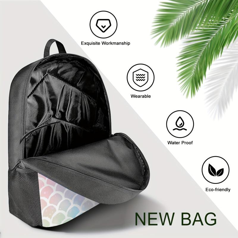 Colorful Mermaid Scale Backpack for Girls Boys Women Men