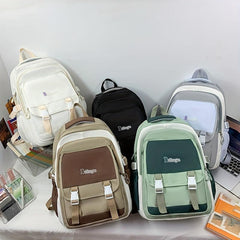 Retro Contrast Backpack Lightweight Large Capacity School Travel Bag