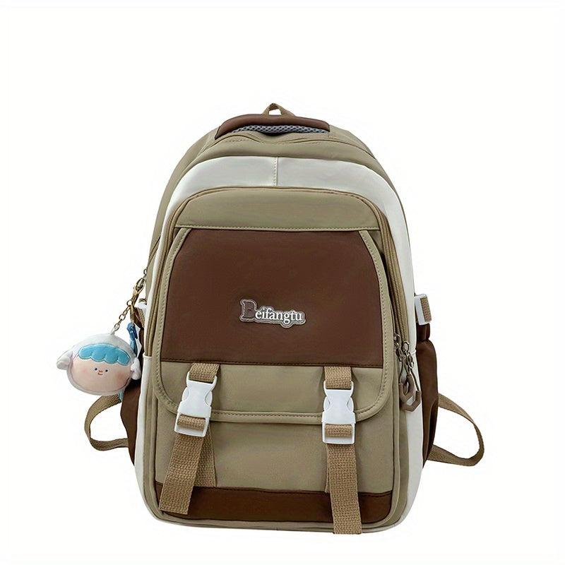 Retro Contrast Backpack Lightweight Large Capacity School Travel Bag