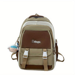 Retro Contrast Backpack Lightweight Large Capacity School Travel Bag