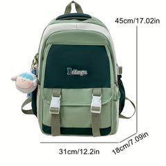 Retro Contrast Backpack Lightweight Large Capacity School Travel Bag