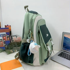 Retro Contrast Backpack Lightweight Large Capacity School Travel Bag