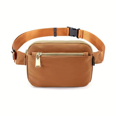 Minimalist Solid Square Waist Bag Zipper Sports Bag Women's Outdoor Purse