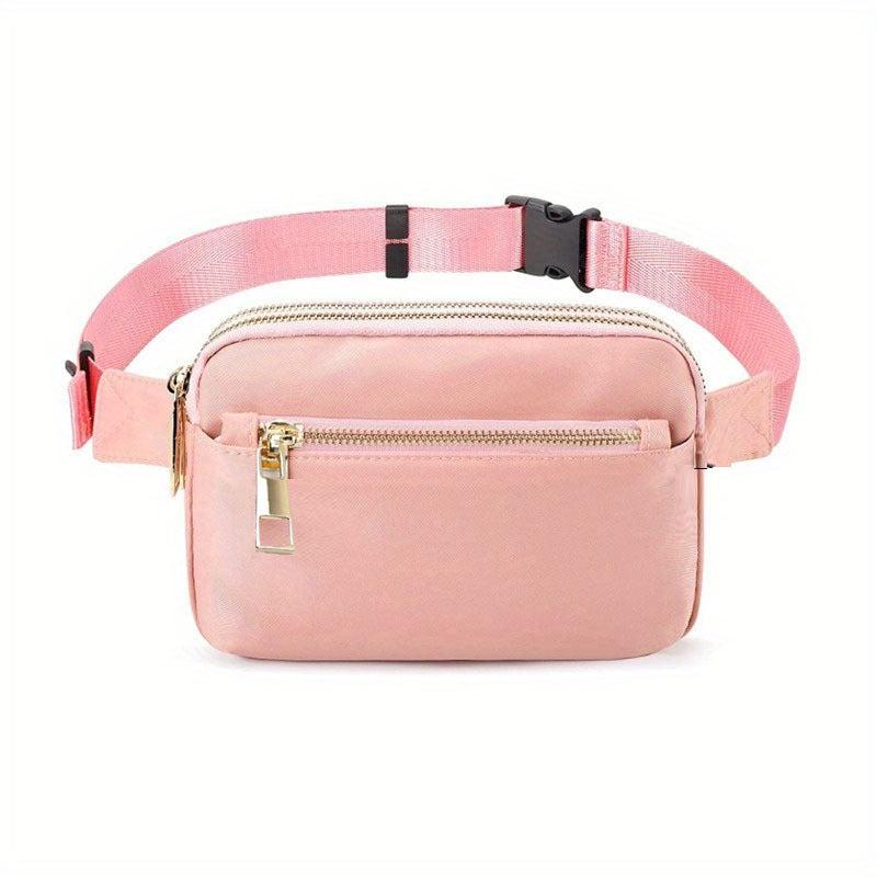 Minimalist Solid Square Waist Bag Zipper Sports Bag Women's Outdoor Purse