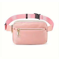 Minimalist Solid Square Waist Bag Zipper Sports Bag Women's Outdoor Purse