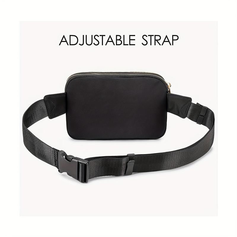 Minimalist Solid Square Waist Bag Zipper Sports Bag Women's Outdoor Purse