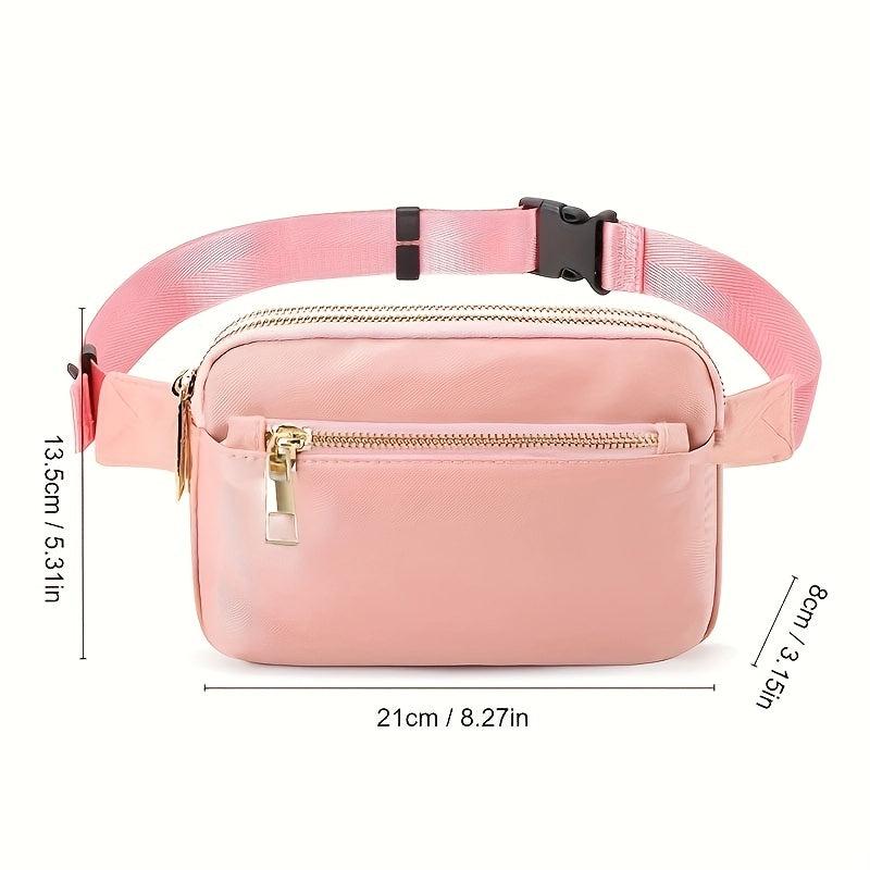 Minimalist Solid Square Waist Bag Zipper Sports Bag Women's Outdoor Purse