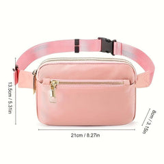Minimalist Solid Square Waist Bag Zipper Sports Bag Women's Outdoor Purse