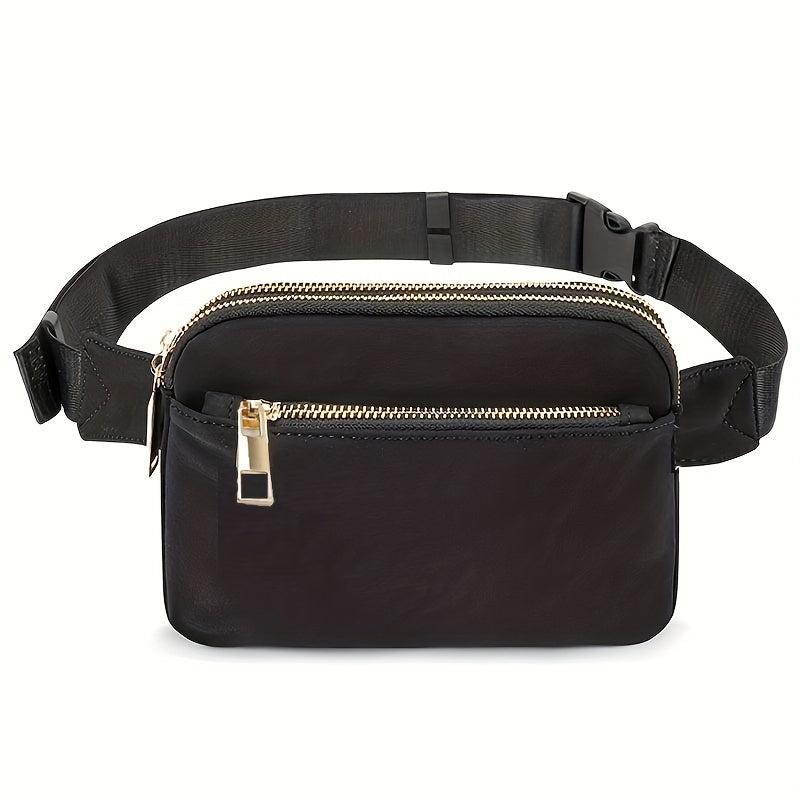 Minimalist Solid Square Waist Bag Zipper Sports Bag Women's Outdoor Purse