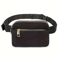 Minimalist Solid Square Waist Bag Zipper Sports Bag Women's Outdoor Purse