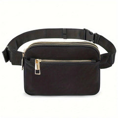 Minimalist Solid Square Waist Bag Zipper Sports Bag Women's Outdoor Purse