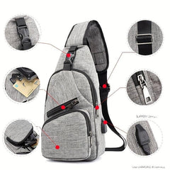 Outdoor Sling Bag Release Buckle Crossbody Bag With USB Charging Port