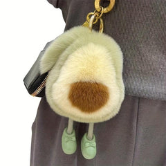 Avocado Shape Fur Charm Keychain Pendant for Women's Bag Couple Pendant
