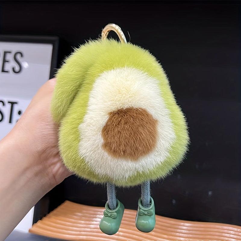Avocado Shape Fur Charm Keychain Pendant for Women's Bag Couple Pendant
