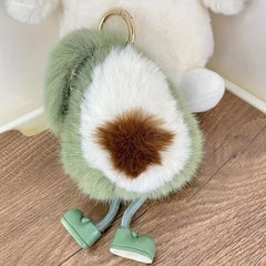 Avocado Shape Fur Charm Keychain Pendant for Women's Bag Couple Pendant