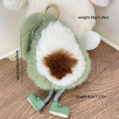 Avocado Shape Fur Charm Keychain Pendant for Women's Bag Couple Pendant