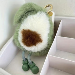 Avocado Shape Fur Charm Keychain Pendant for Women's Bag Couple Pendant