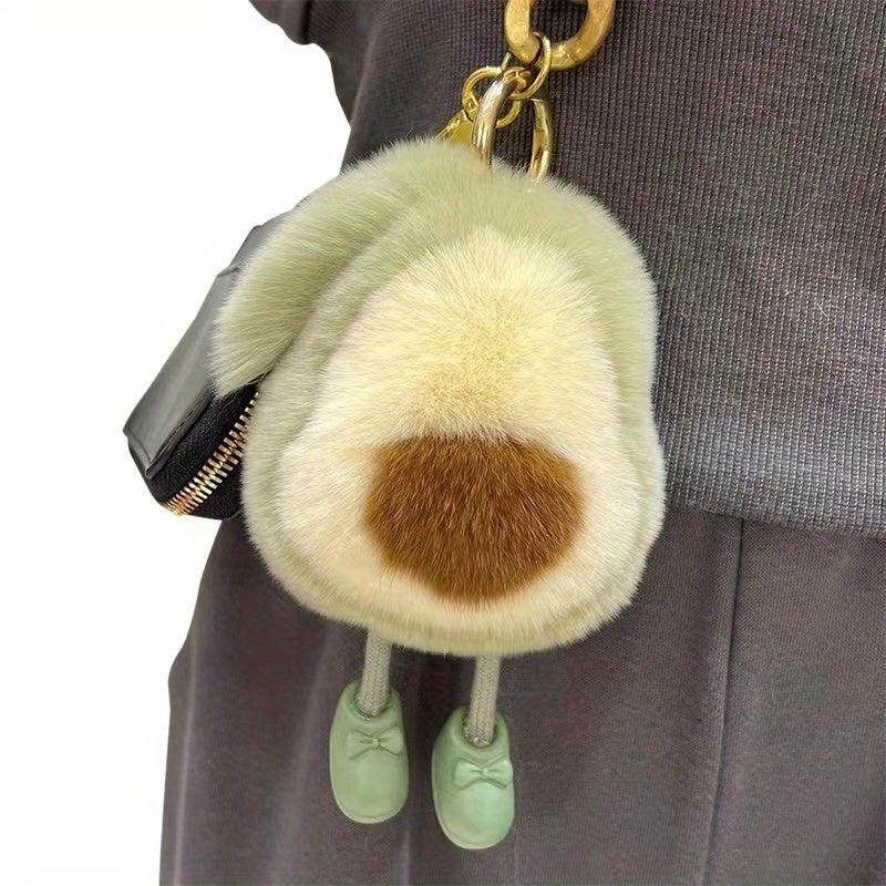 Avocado Shape Fur Charm Keychain Pendant for Women's Bag Couple Pendant