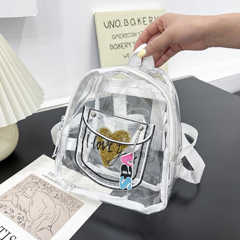 Casual Transparent PVC Backpack Letter Love Small Schoolbag