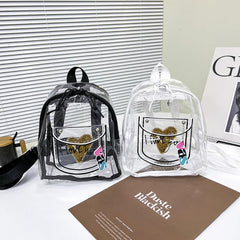 Casual Transparent PVC Backpack Letter Love Small Schoolbag