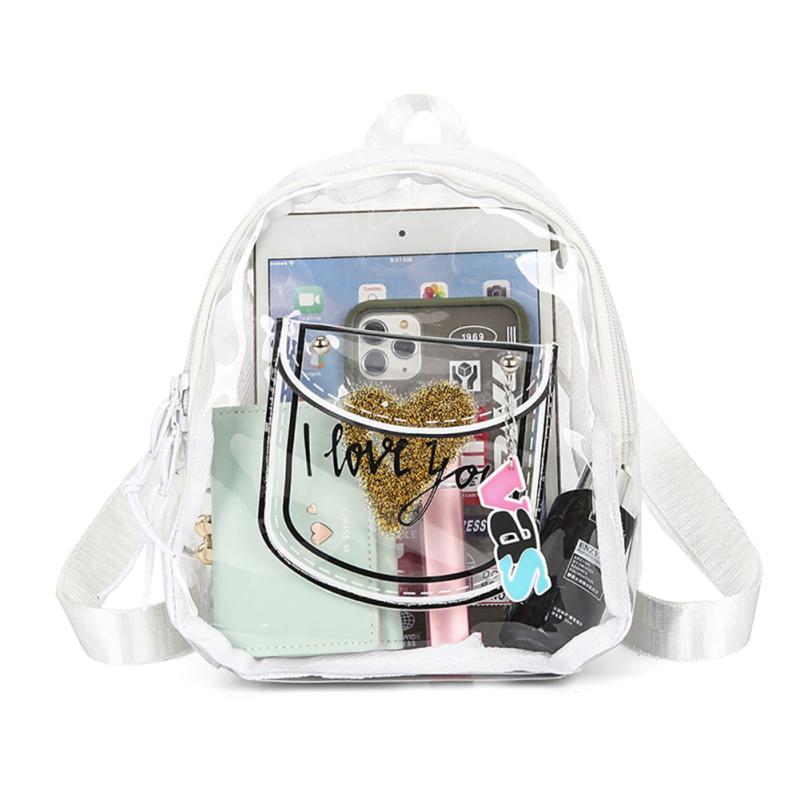Casual Transparent PVC Backpack Letter Love Small Schoolbag