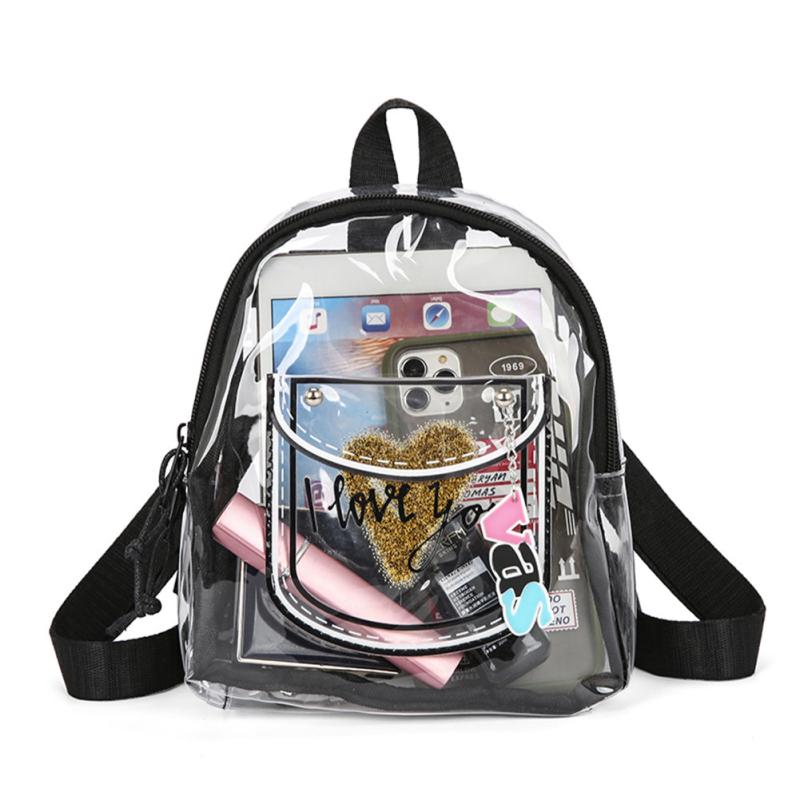Casual Transparent PVC Backpack Letter Love Small Schoolbag