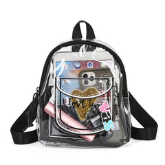 Casual Transparent PVC Backpack Letter Love Small Schoolbag