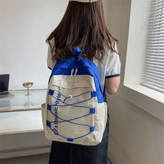Contrast Backpack Student Double Shoulder Bag Large Capacity Travel Bag