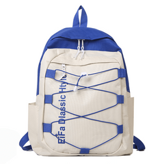 Contrast Backpack Student Double Shoulder Bag Large Capacity Travel Bag