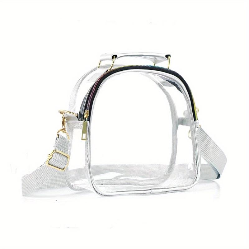 Transparent Crossbody Bag Rainbow Zipper Handbag for Travel