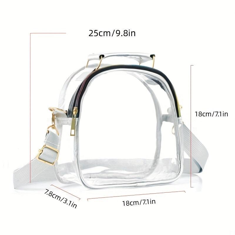 Transparent Crossbody Bag Rainbow Zipper Handbag for Travel