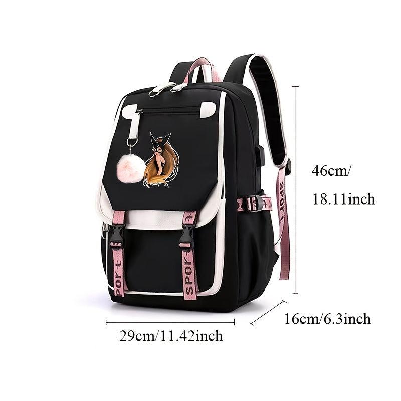Girls Hairball Student Backpack w/ USB Charging Hole & Headphone Hole