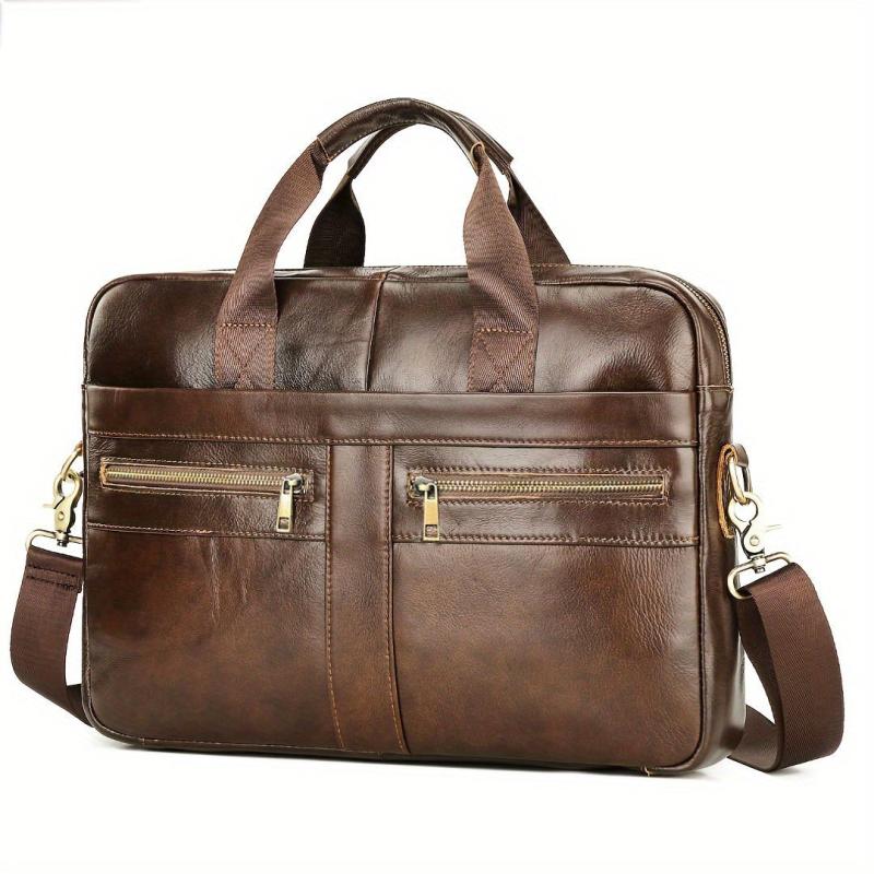 Men's Leather Shoulder Crossbody Bag Business Briefcase