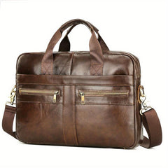 Men's Leather Shoulder Crossbody Bag Business Briefcase