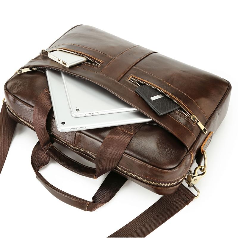 Men's Leather Shoulder Crossbody Bag Business Briefcase
