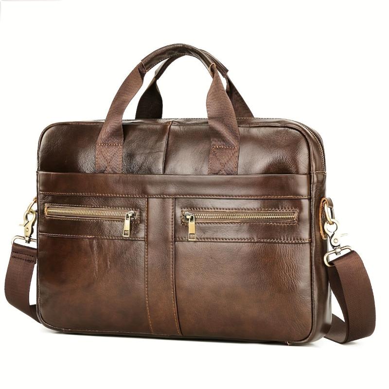 Men's Leather Shoulder Crossbody Bag Business Briefcase