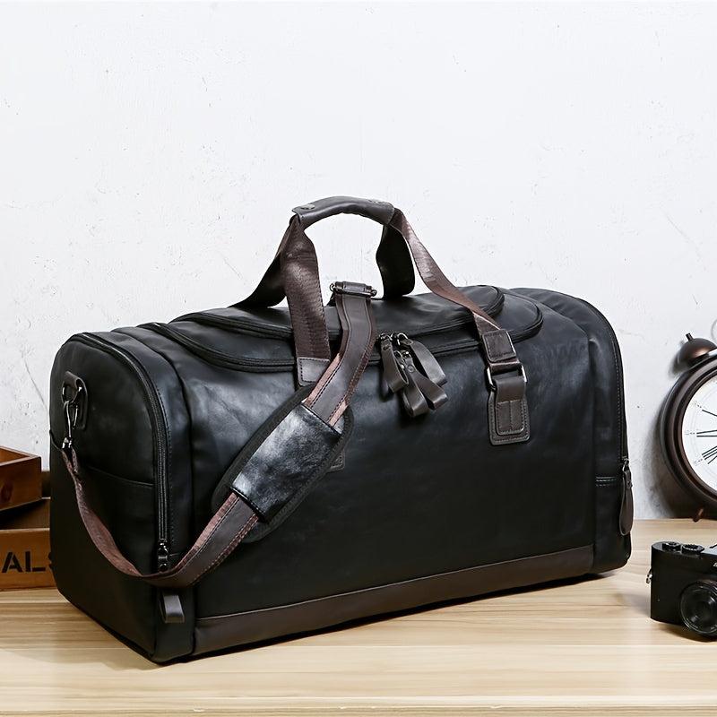 Men Leather Travel Bags Carry On Luggage Bag Duffel Handbag Weekend Tote