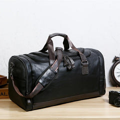 Men Leather Travel Bags Carry On Luggage Bag Duffel Handbag Weekend Tote