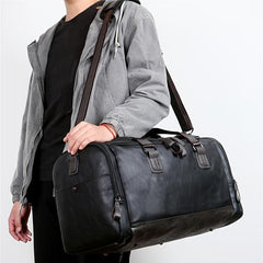 Men Leather Travel Bags Carry On Luggage Bag Duffel Handbag Weekend Tote