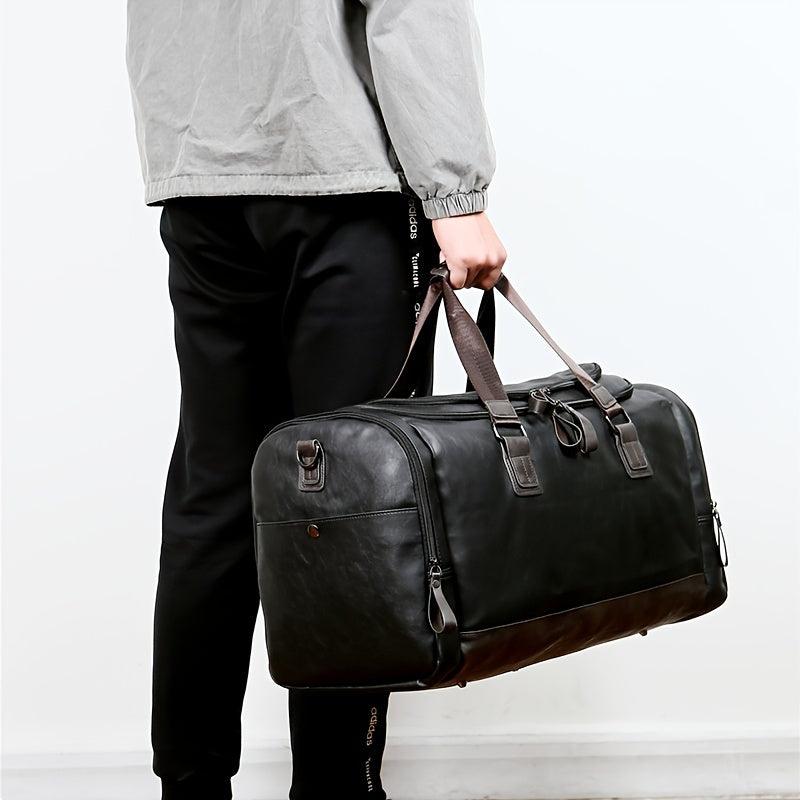 Men Leather Travel Bags Carry On Luggage Bag Duffel Handbag Weekend Tote